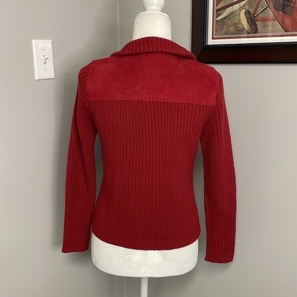 Beverly Hills Leather Club Red Zipper Sweater Small Jacket Zip Up Wool - Picture 4 of 6